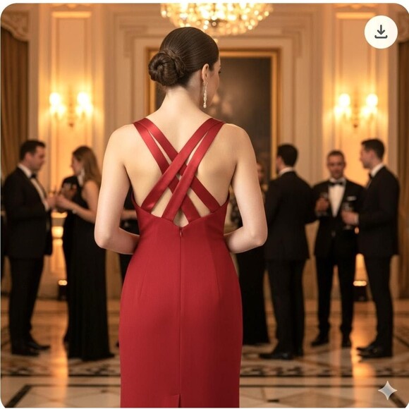 CDC Caren Desiree Vintage Dress Womens 8 Red Crisscross Back Cocktail Made USA - Picture 10 of 11